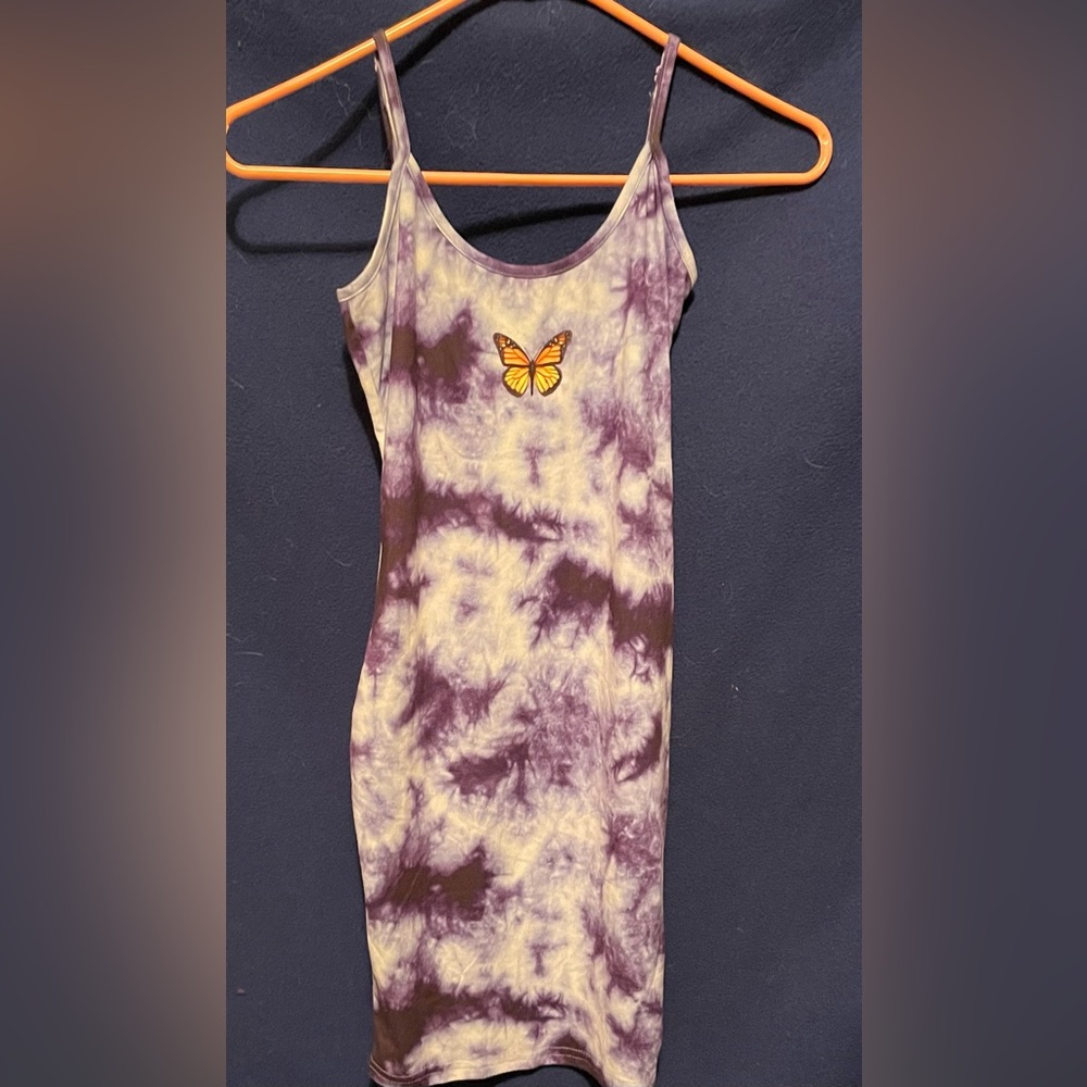 Purple and white skinny dress